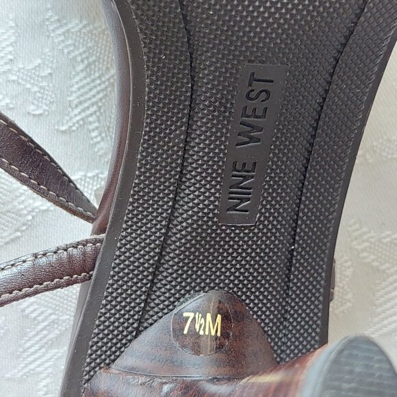 Nine West Slingback Solid Women's Leather Upper Heels Sandals, Size 7.4 - Picture 7 of 8